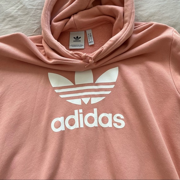 Adidas Salmon coloured Hoodie with logo and in-set pockets - Picture 5 of 6